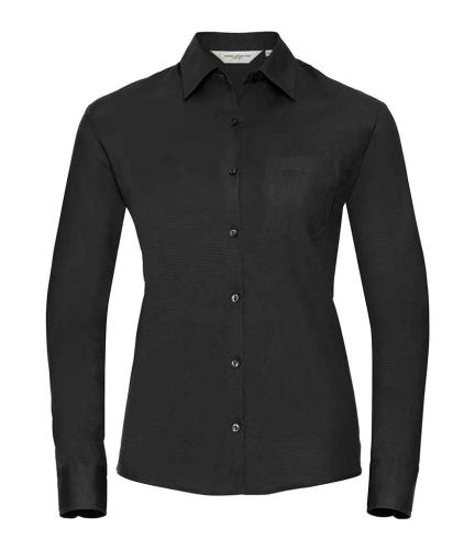 R Coll Lds Cot/Pop L/S Shirt - Black - 3XL